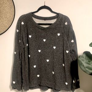 Lou & Grey for Loft embroidered heart sweater size XL